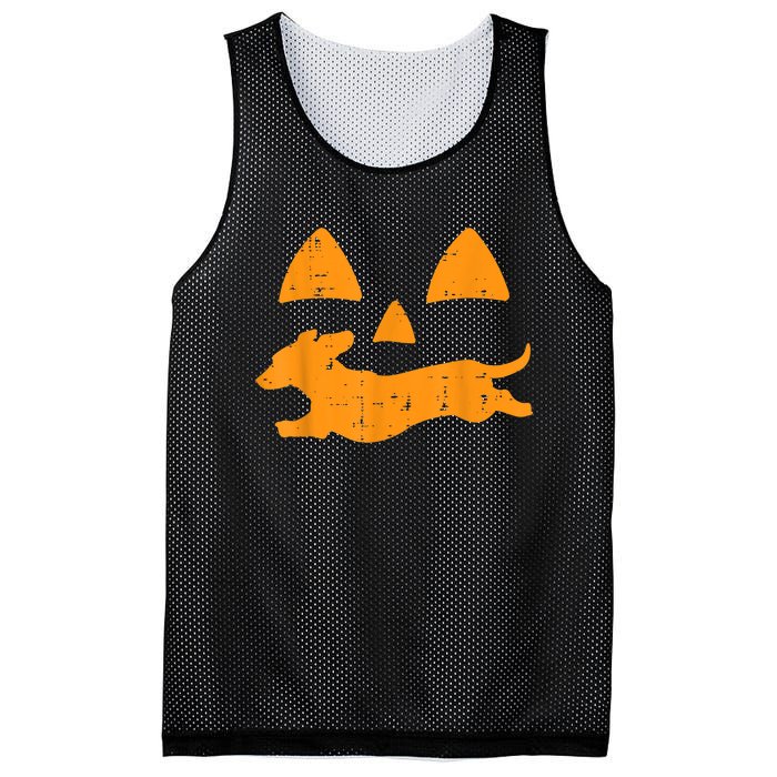 Pumpkin Eyes Dachshund Funny Halloween Jack O Lantern Dog Mesh Reversible Basketball Jersey Tank