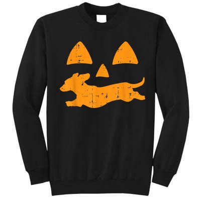 Pumpkin Eyes Dachshund Funny Halloween Jack O Lantern Dog Tall Sweatshirt