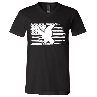 Patriotic Eagle Distress Flag USA V-Neck T-Shirt
