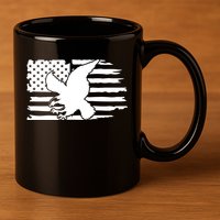 Patriotic Eagle Distress Flag USA 11oz C Handle Ceramic Mug