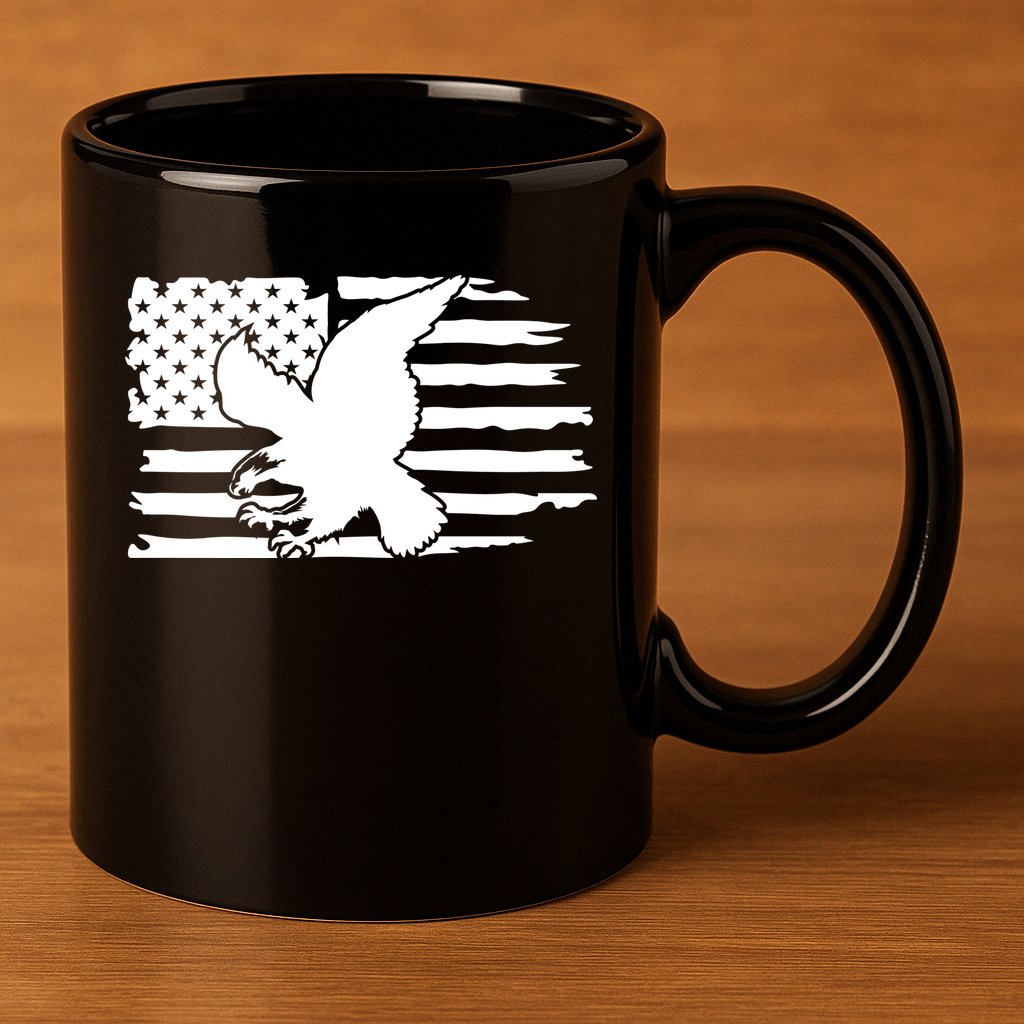 Patriotic Eagle Distress Flag USA 11oz C Handle Ceramic Mug