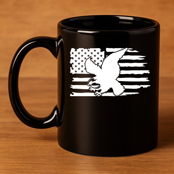 Patriotic Eagle Distress Flag USA 11oz C Handle Ceramic Mug
