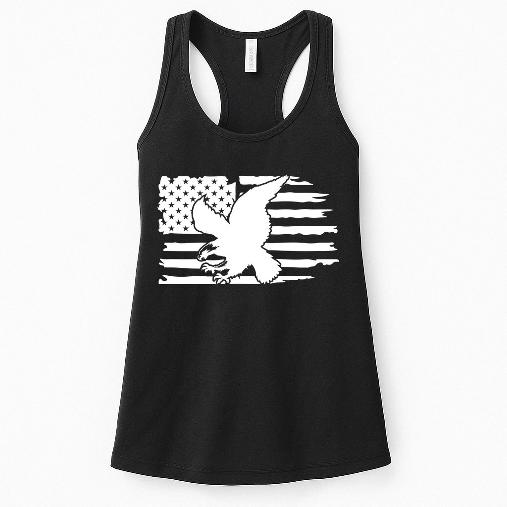 Patriotic Eagle Distress Flag USA Womens Tank Top