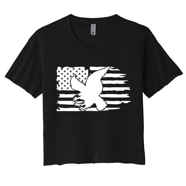 Patriotic Eagle Distress Flag USA Crop Top