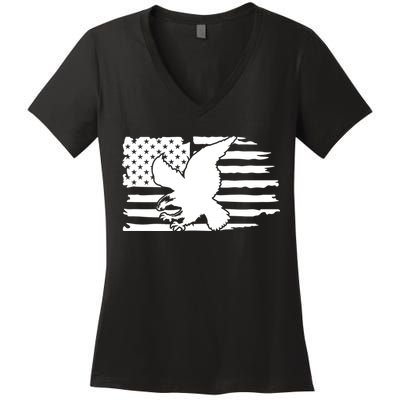 Patriotic Eagle Distress Flag USA Women's V-Neck T-Shirt