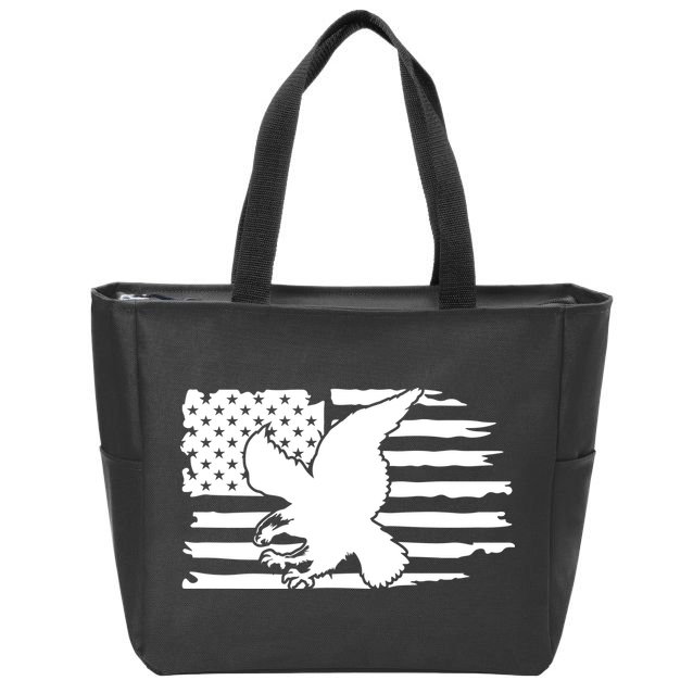 Patriotic Eagle Distress Flag USA Zip Tote Bag