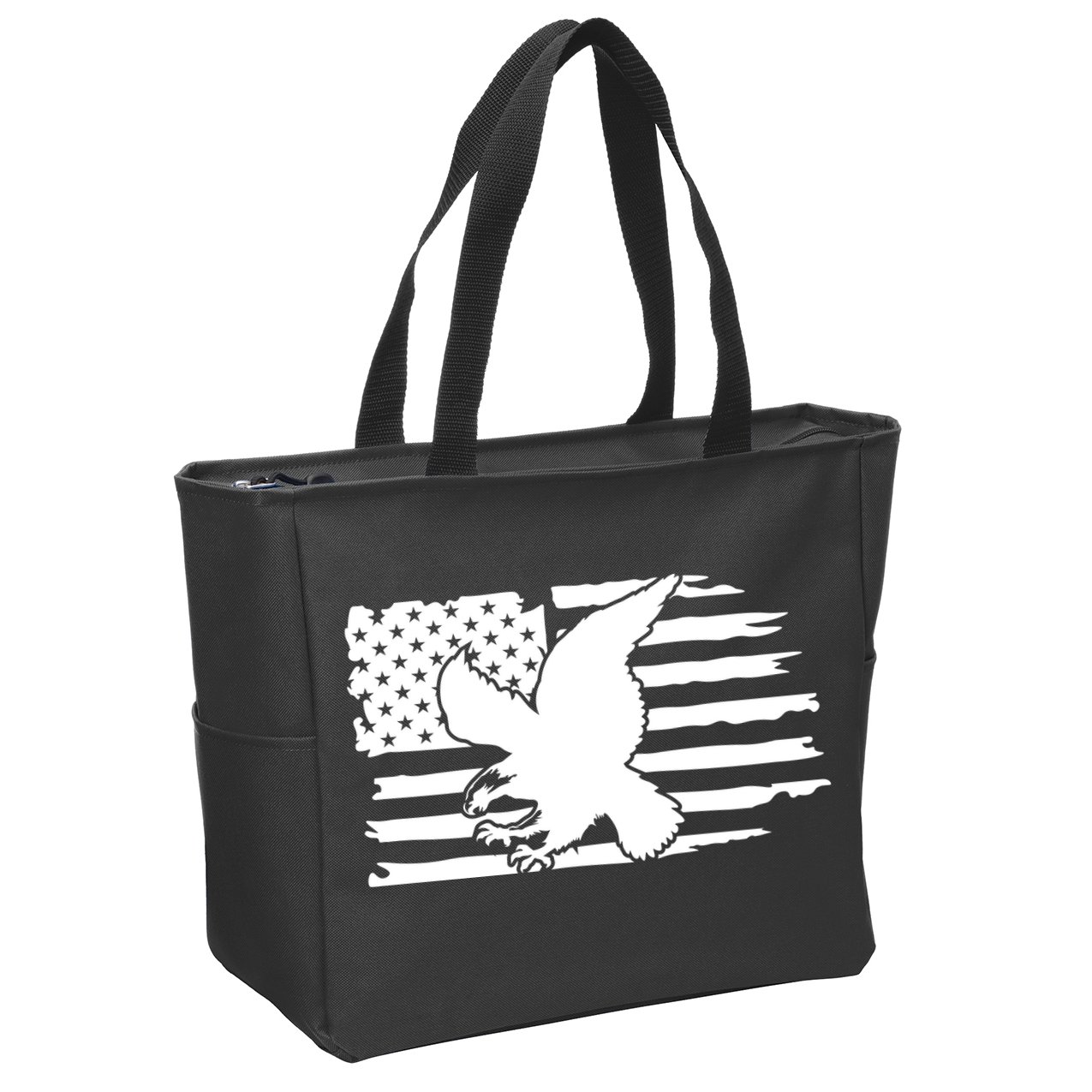 Patriotic Eagle Distress Flag USA Zip Tote Bag