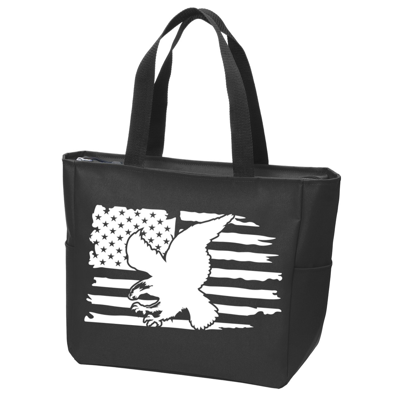 Patriotic Eagle Distress Flag USA Zip Tote Bag