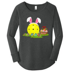 Pickleball Easter Egg Hunting Bunny Easter Sunday Women's Perfect Tri Tunic Long Sleeve Shirt