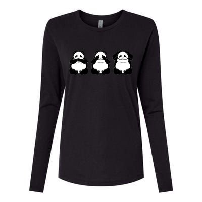 Peek A Boo Panda Womens Cotton Relaxed Long Sleeve T-Shirt