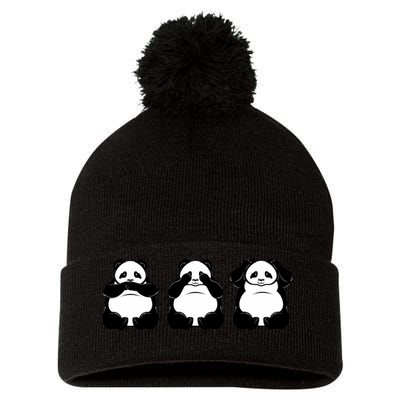 Peek A Boo Panda Pom Pom 12in Knit Beanie