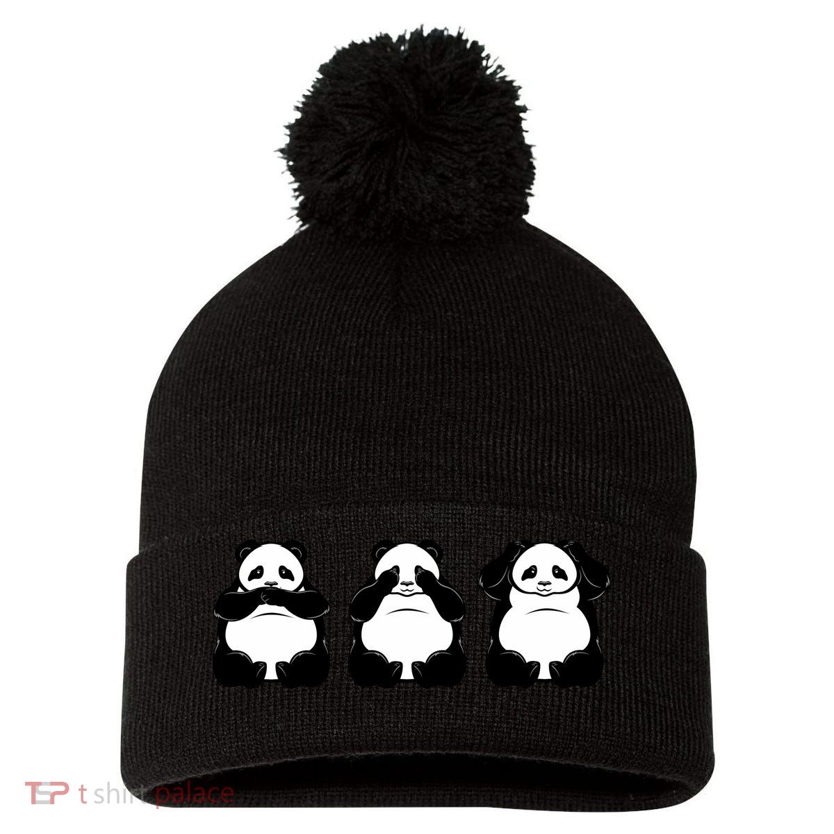 Peek A Boo Panda Pom Pom 12in Knit Beanie