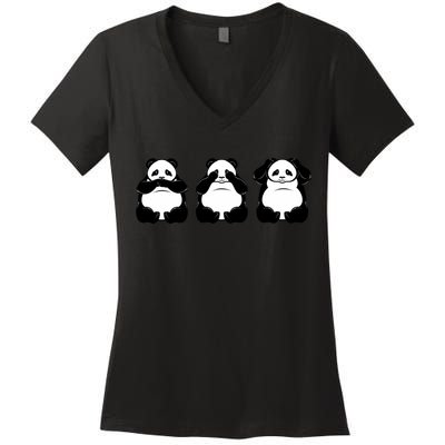 Peek A Boo Panda Women's V-Neck T-Shirt