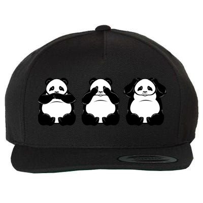 Peek A Boo Panda Wool Snapback Cap
