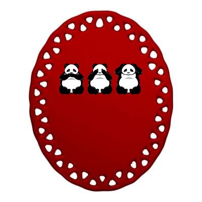 Peek A Boo Panda Ceramic Oval Ornament