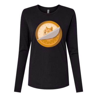 Peeled Off DogeCoin Womens Cotton Relaxed Long Sleeve T-Shirt