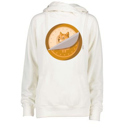 Peeled Off DogeCoin Womens Funnel Neck Pullover Hood