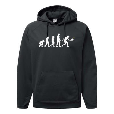 Pickleball Evolution Funny Pickleball Performance Fleece Hoodie