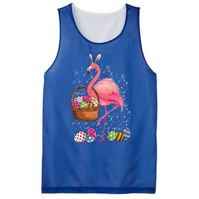 Pretty Easter Flamingo Bunny With Easter Basket Gift Mesh Reversible Basketball Jersey Tank