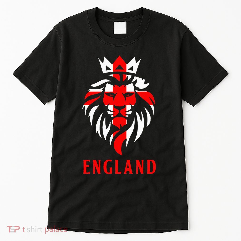 Patriotic England Football Soccer Fan Crown Lion Head Flag Tall T-Shirt