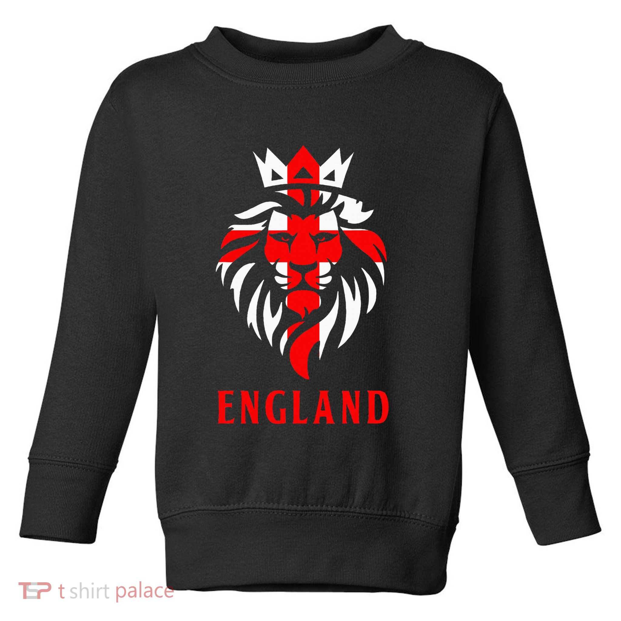 Patriotic England Football Soccer Fan Crown Lion Head Flag Toddler Sweatshirt
