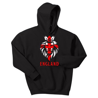 Patriotic England Football Soccer Fan Crown Lion Head Flag Kids Hoodie