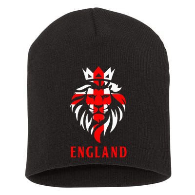 Patriotic England Football Soccer Fan Crown Lion Head Flag Short Acrylic Beanie