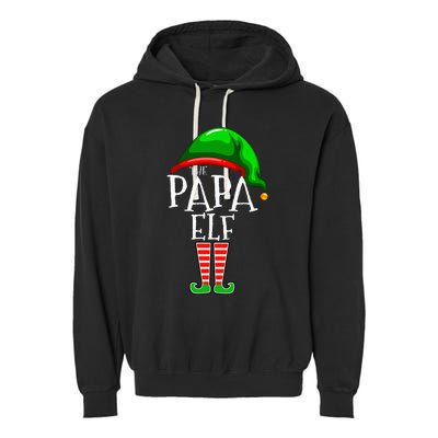 Papa Elf Family Matching Group Christmas Grandpa Garment-Dyed Fleece Hoodie