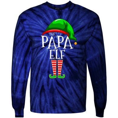 Papa Elf Family Matching Group Christmas Grandpa Tie-Dye Long Sleeve Shirt