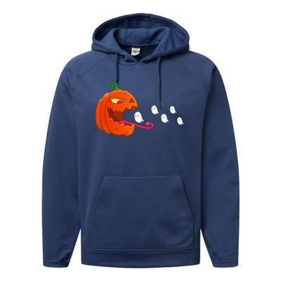 Pumpkin Eat Ghosts Funny Halloween Meaningful Gift Cool Gift Performance Fleece Hoodie