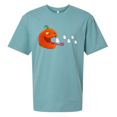 Pumpkin Eat Ghosts Funny Halloween Meaningful Gift Cool Gift Sueded Cloud Jersey T-Shirt