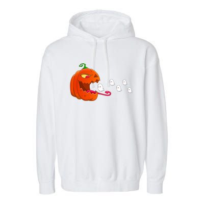 Pumpkin Eat Ghosts Funny Halloween Meaningful Gift Cool Gift Garment-Dyed Fleece Hoodie