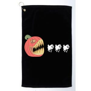 Pumpkin Eating Ghost Funny Halloween Gamer Great Gift Platinum Collection Golf Towel