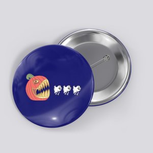 Pumpkin Eating Ghost Funny Halloween Gamer Great Gift Button