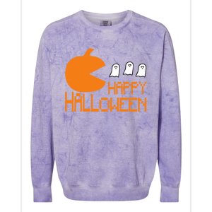 Pumpkin Eating Ghost Funny Halloween Gamer Gift Colorblast Crewneck Sweatshirt