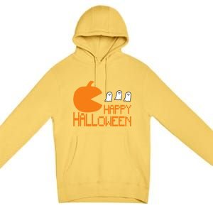 Pumpkin Eating Ghost Funny Halloween Gamer Gift Premium Pullover Hoodie