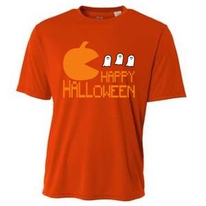 Pumpkin Eating Ghost Funny Halloween Gamer Gift Cooling Performance Crew T-Shirt