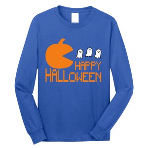 Pumpkin Eating Ghost Funny Halloween Gamer Gift Long Sleeve Shirt