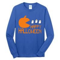 Pumpkin Eating Ghost Funny Halloween Gamer Gift Tall Long Sleeve T-Shirt