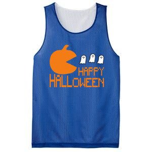 Pumpkin Eating Ghost Funny Halloween Gamer Gift Mesh Reversible Basketball Jersey Tank