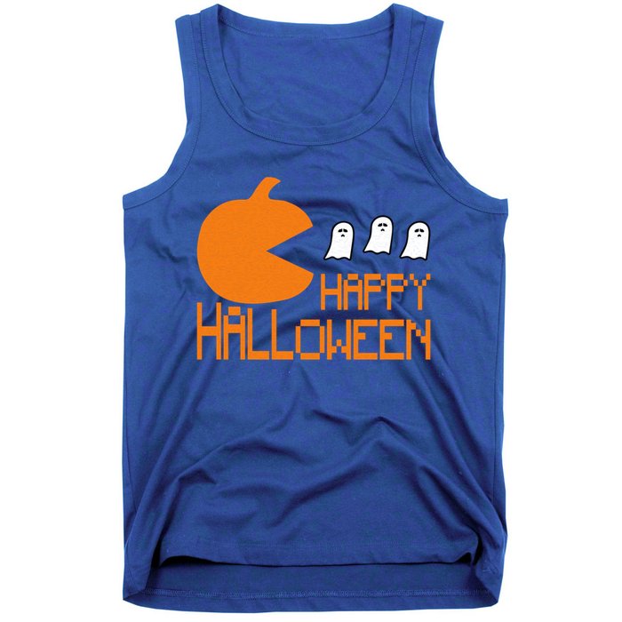 Pumpkin Eating Ghost Funny Halloween Gamer Gift Tank Top