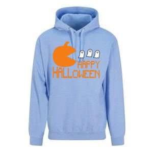 Pumpkin Eating Ghost Funny Halloween Gamer Gift Unisex Surf Hoodie