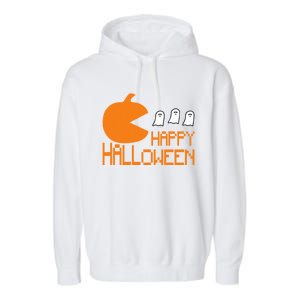 Pumpkin Eating Ghost Funny Halloween Gamer Gift Garment-Dyed Fleece Hoodie