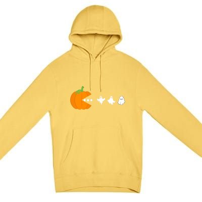 Pumpkin Eating Ghost Gamer Halloween Gaming Great Gift Premium Pullover Hoodie