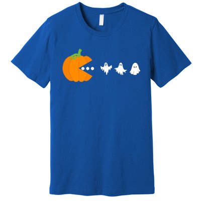 Pumpkin Eating Ghost Gamer Halloween Gaming Great Gift Premium T-Shirt