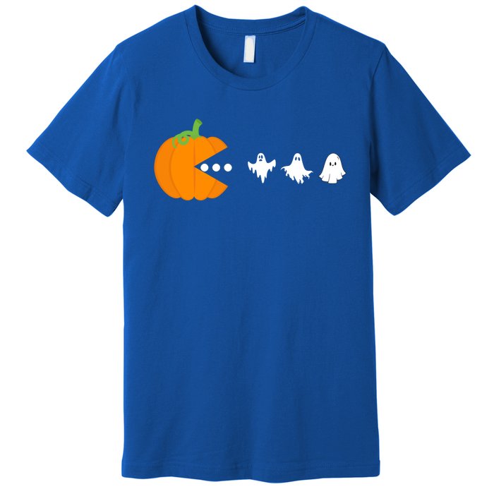 Pumpkin Eating Ghost Gamer Halloween Gaming Great Gift Premium T-Shirt