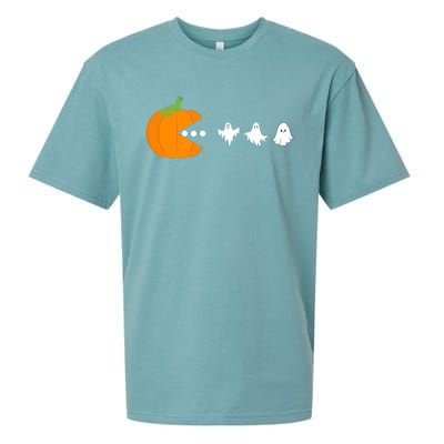 Pumpkin Eating Ghost Gamer Halloween Gaming Great Gift Sueded Cloud Jersey T-Shirt