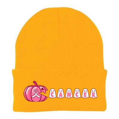 Pumpkin Eating Ghost Gamer Support Breast Cancer Warrior Cool Gift Knit Cap Winter Beanie