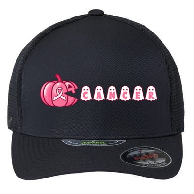 Pumpkin Eating Ghost Gamer Support Breast Cancer Warrior Cool Gift Flexfit Unipanel Trucker Cap