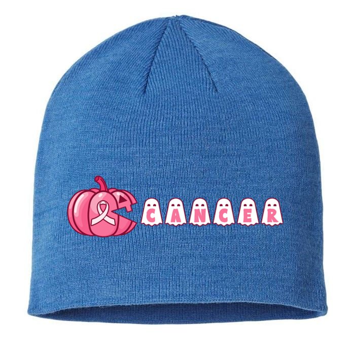 Pumpkin Eating Ghost Gamer Support Breast Cancer Warrior Cool Gift Sustainable Beanie